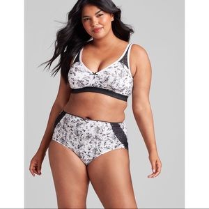 Lane Bryant Unlined Gray White Floral No Wire Bra Size 46C